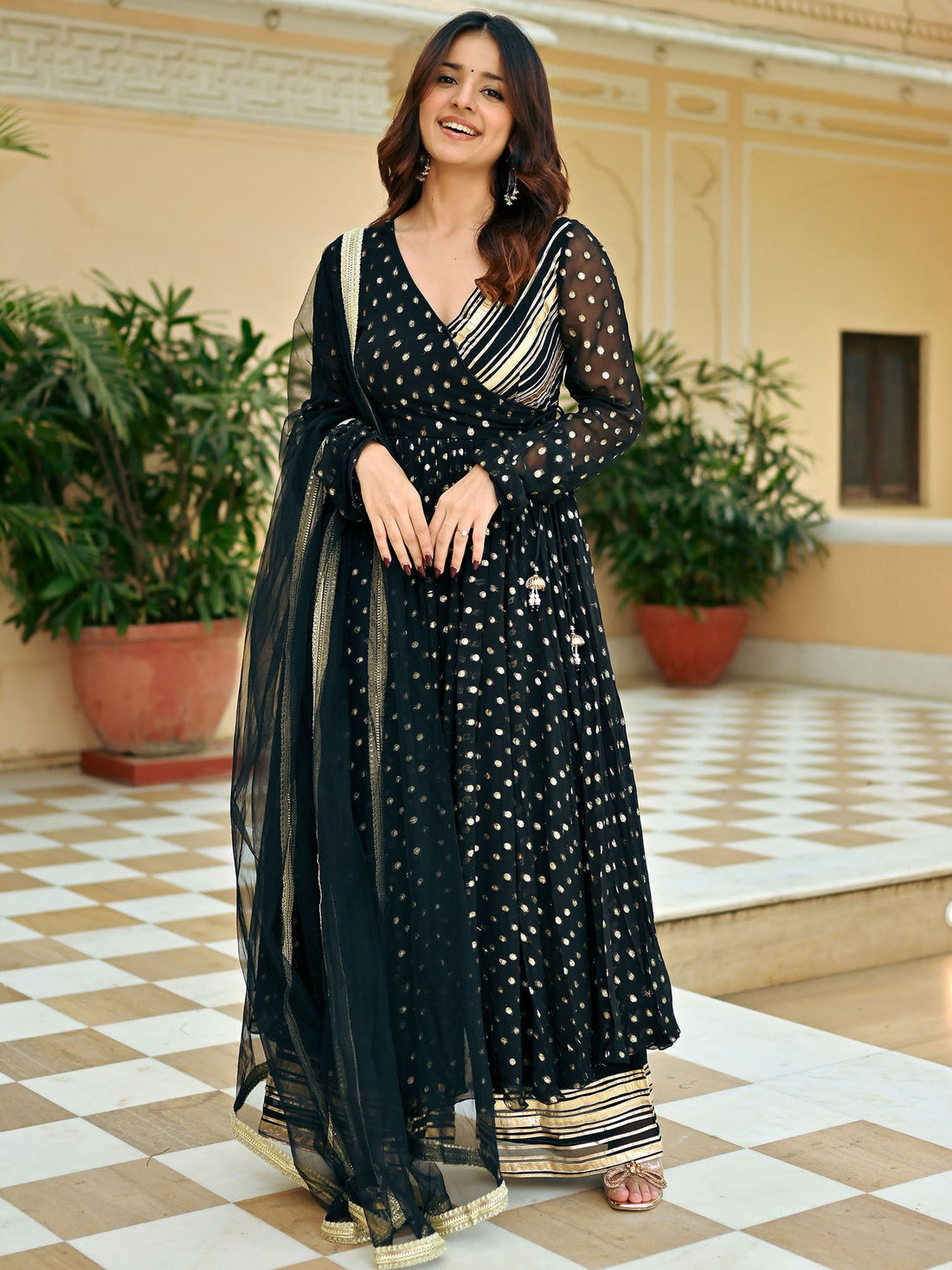 Black Georgette Printed Anarkali Kurta