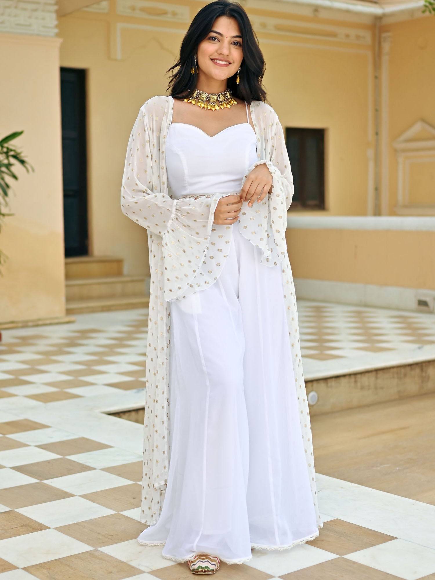 White Georgette Three Piece Set XS White Georgette Three Piece Set XS