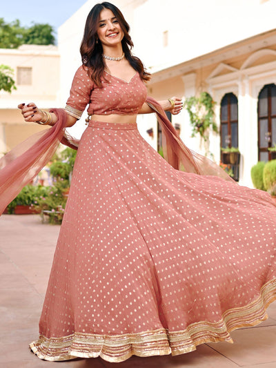 Brown Georgette Lehenga Set