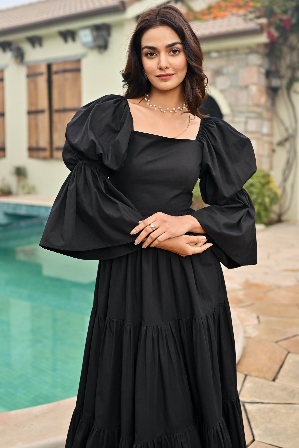 Galina Black Tired Dress