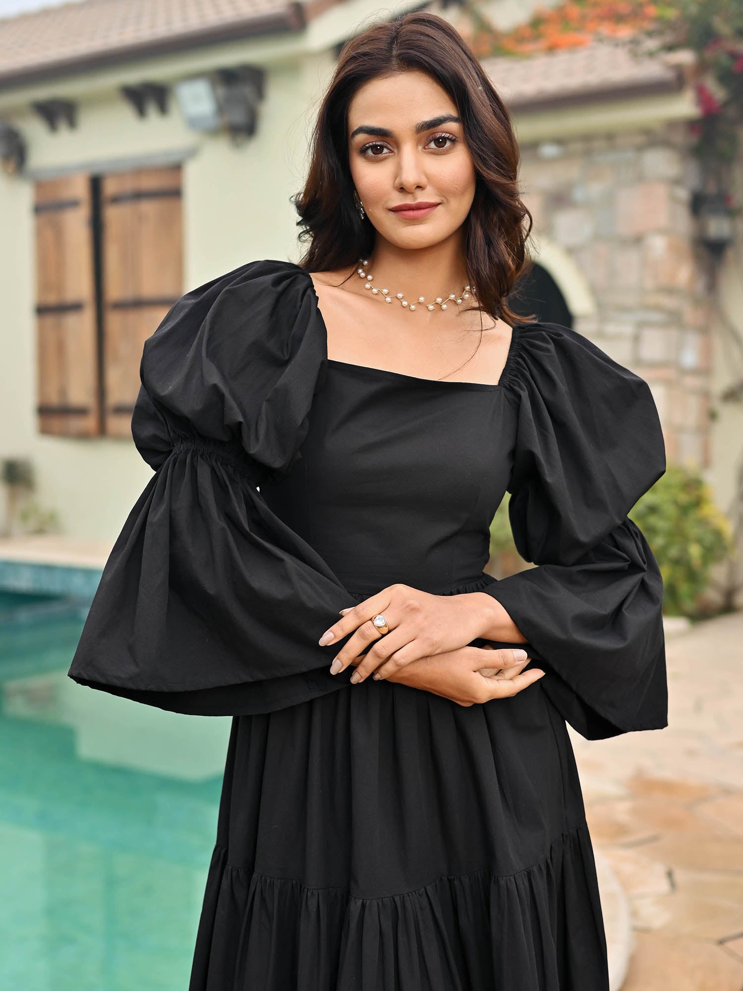 Galina Black Tired Dress