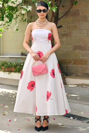 White Floral Tube Dress