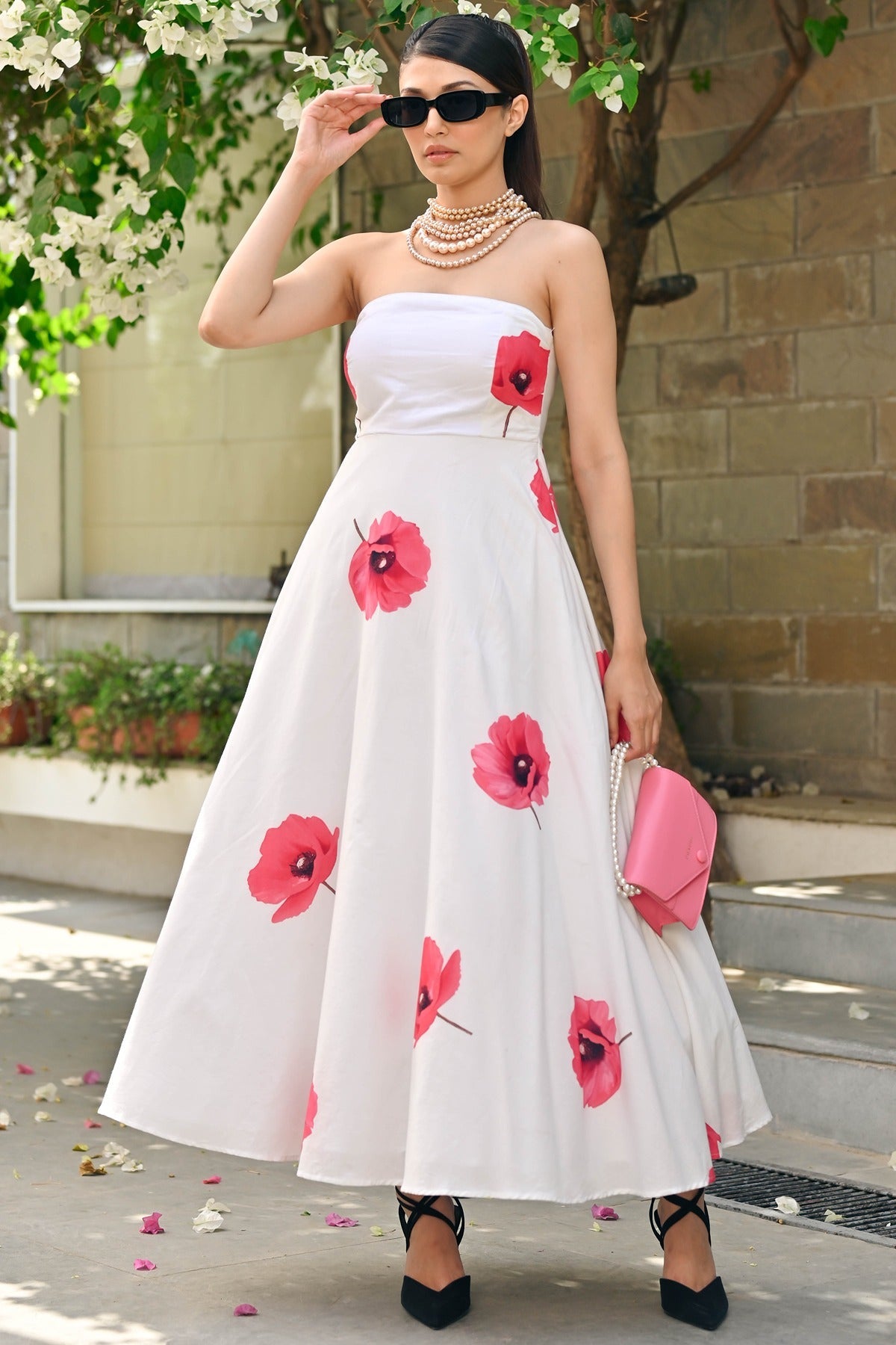 White Floral Tube Dress