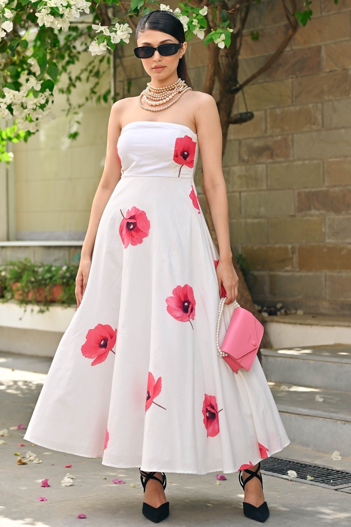 White Floral Tube Dress