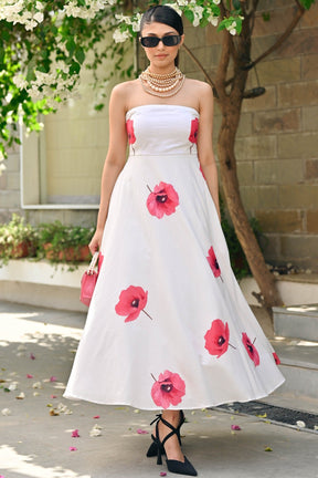 White Floral Tube Dress