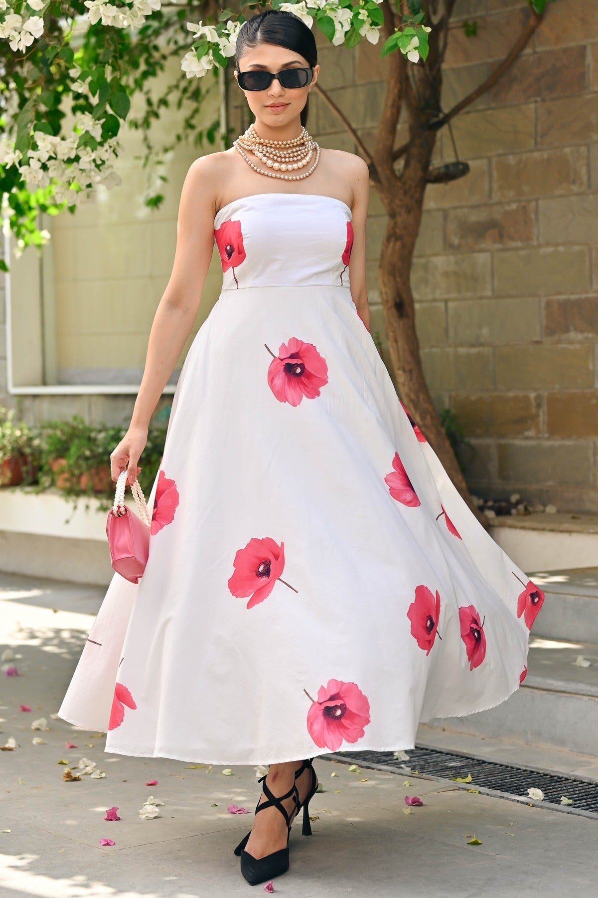 White Floral Tube Dress