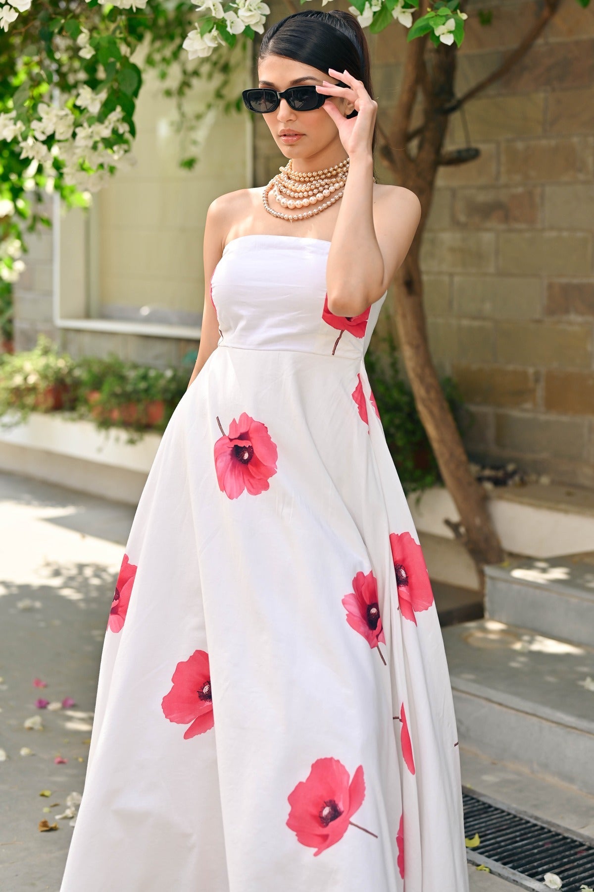 White Floral Tube Dress