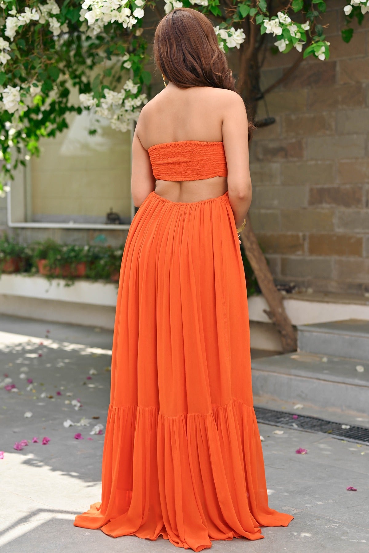 orange tube dress Vestido Maxi Rayna Tube - Naranja