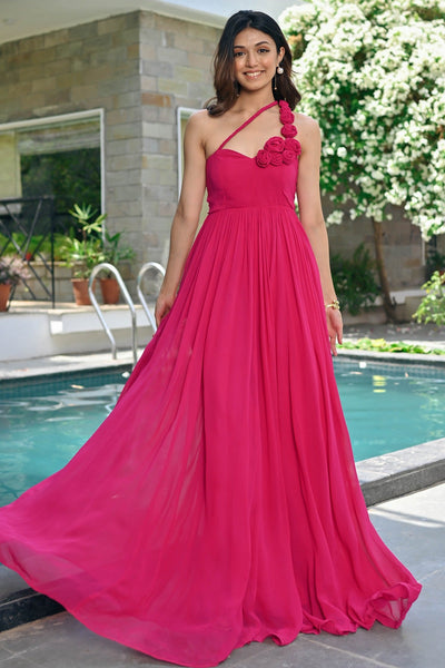 Rosy one shoulder dress