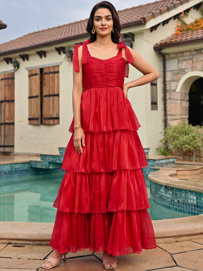 Amica Red Tier Dress