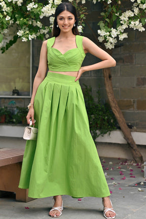 Green Queen Pleated Set