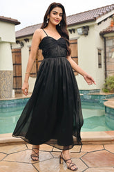 Misa Shiny Black Dress