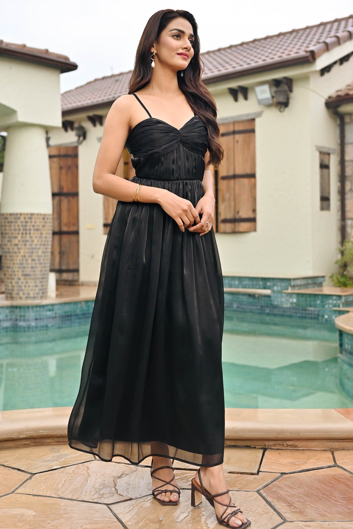 Misa Shiny Black Dress