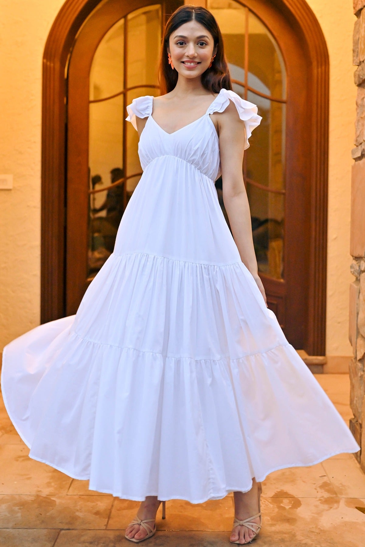 Mazy White Cotton Dress