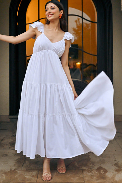 Mazy White Cotton Dress
