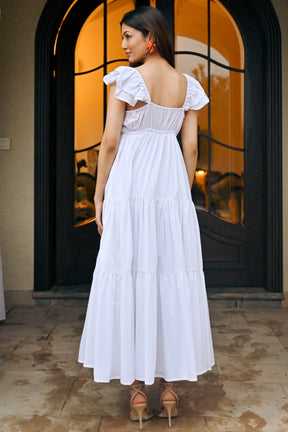Mazy White Cotton Dress