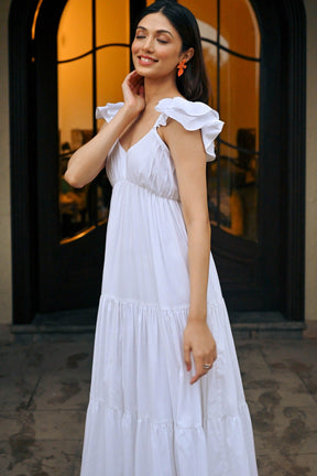 Mazy White Cotton Dress