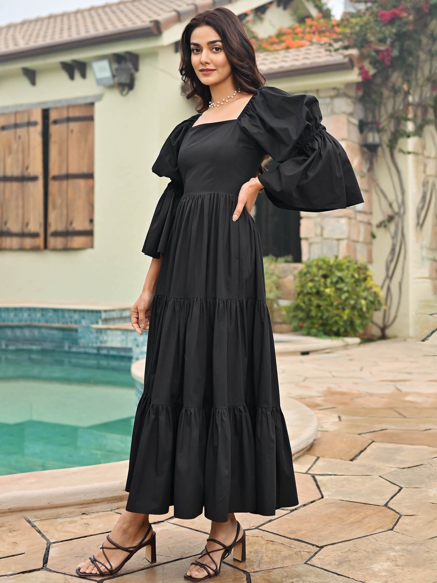 Galina Black Tired Dress