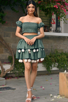 Green Pompom Co-ord Set