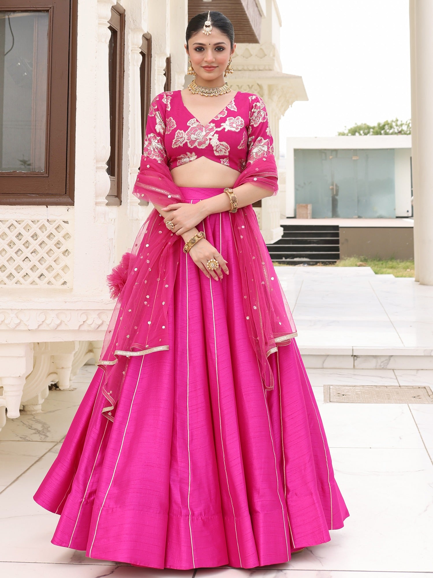 lehenga dress silk Golden Kanjeevaram Bridal Set with Embroidered Blouse Rithika Suits a crepe silk bottom with santoon inner Red Silk Bridal Lehenga Choli