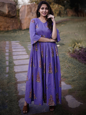 Purple Handblock Dress