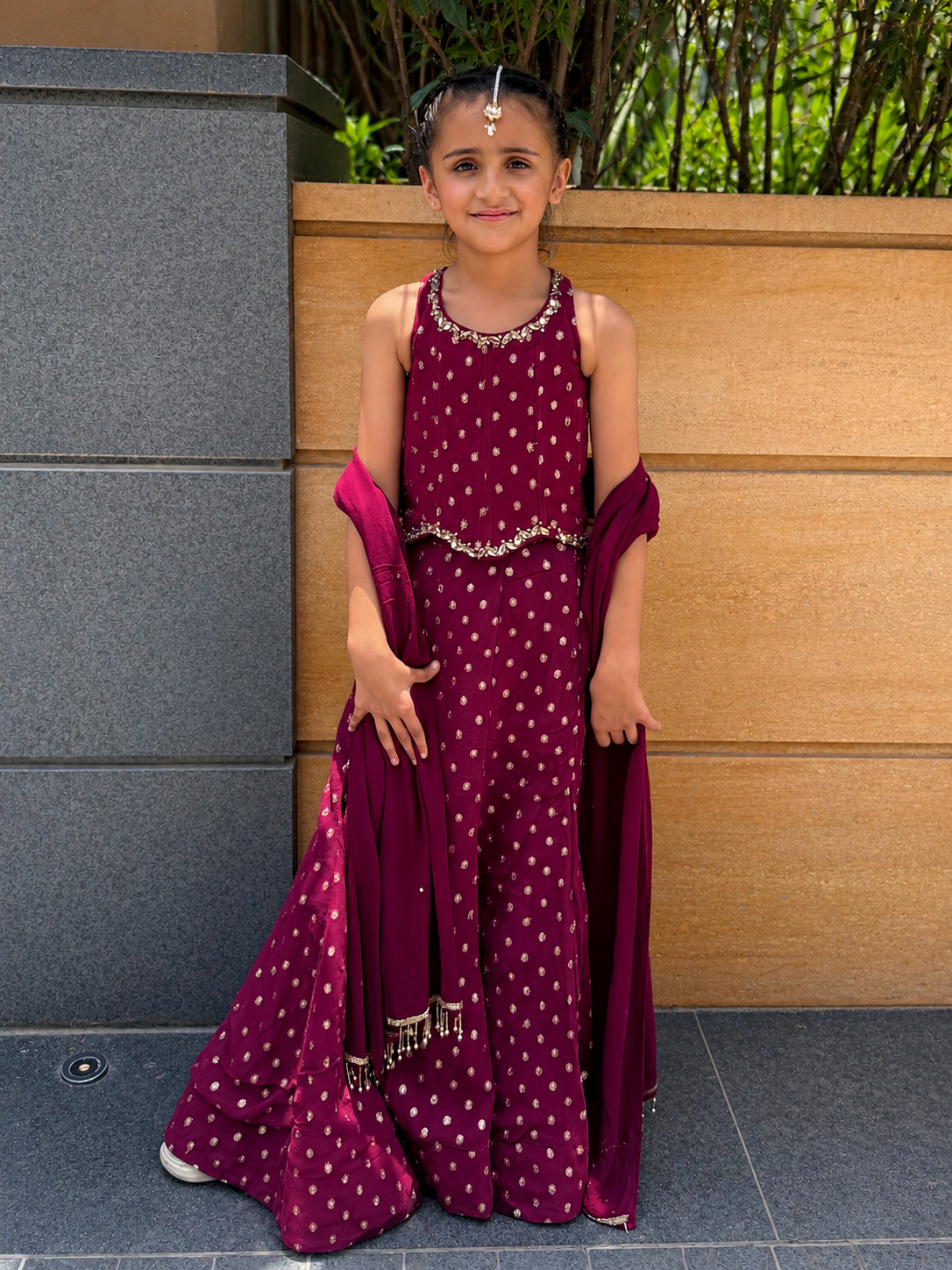 Wine Lehenga Set