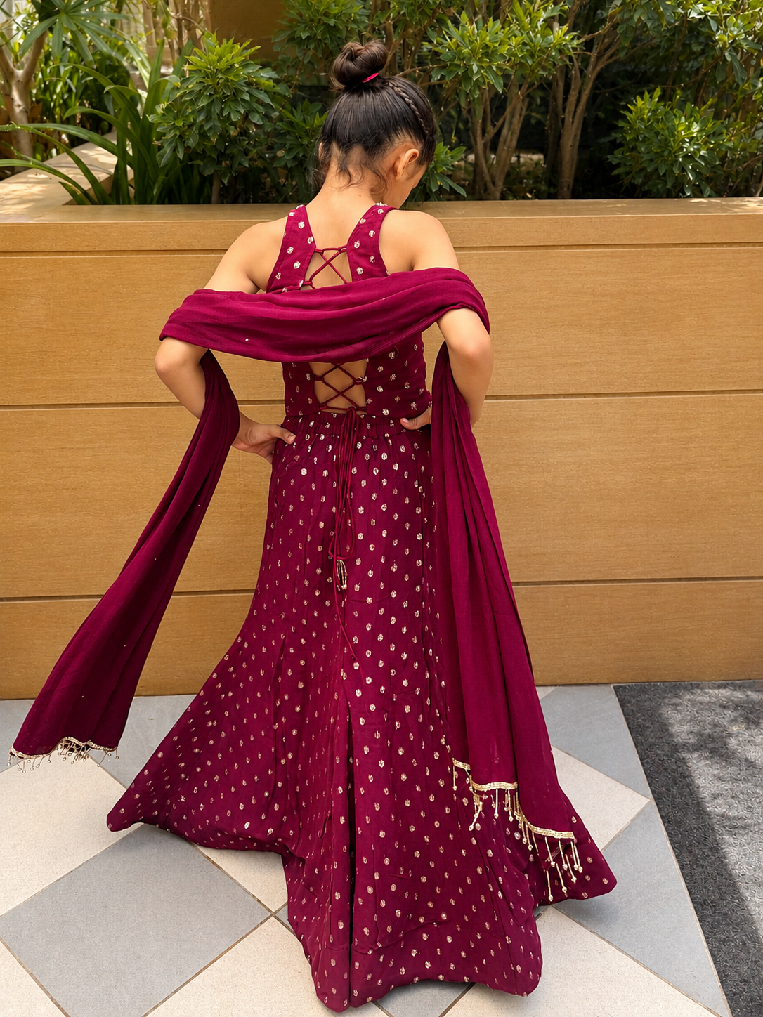Wine Lehenga Set