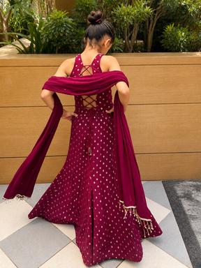 Wine Lehenga Set