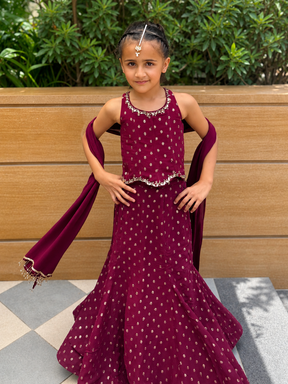 Wine Lehenga Set