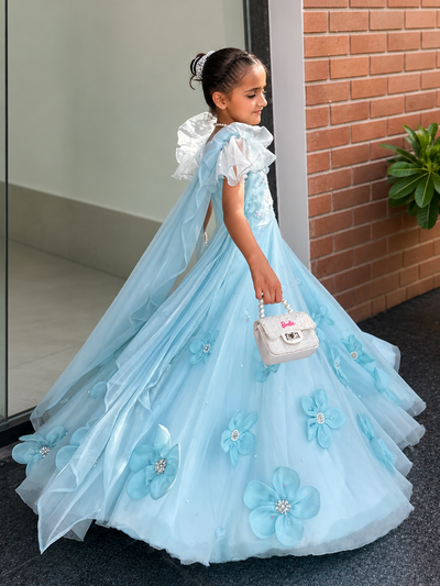 SKY BLUE RUFFLE GOWN