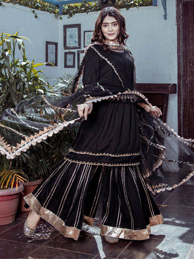 Black Rayon Sharara Kurta