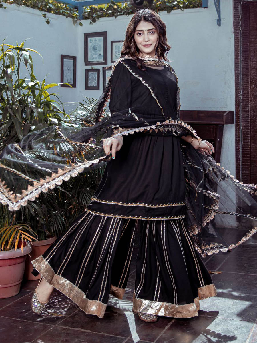 Black Rayon Sharara Kurta