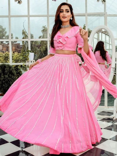 Pink Gota Lehenga Choli Set