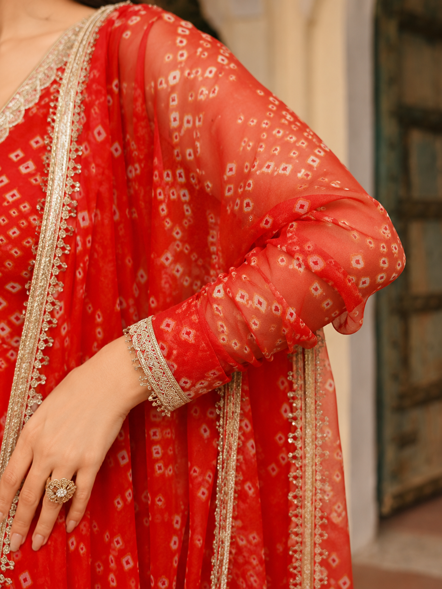 Orange Bandhej Anarkali