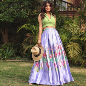 GREEN TOP WITH VERY PERI SKIRT