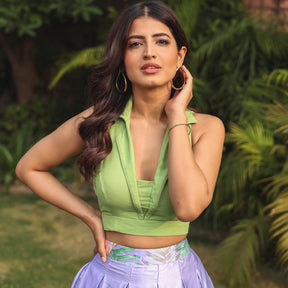 GREEN TOP WITH VERY PERI SKIRT