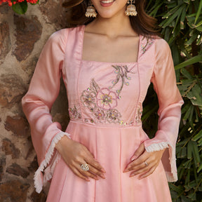 PEACH HAND EMBROIDERED GOWN