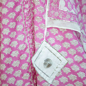 Handblock Printed Kurta Palazzo Set In Pink