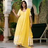 Yellow Embroidery Anarkali Set