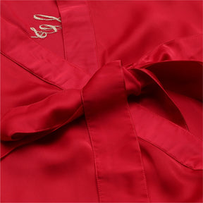 Bridesmaid Embroidered Red Silk Robe