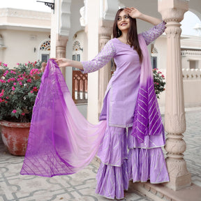 Purple Cotton Sharara Set