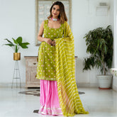 Bandhani Tie-Dye Short Kurta and Sharara Set