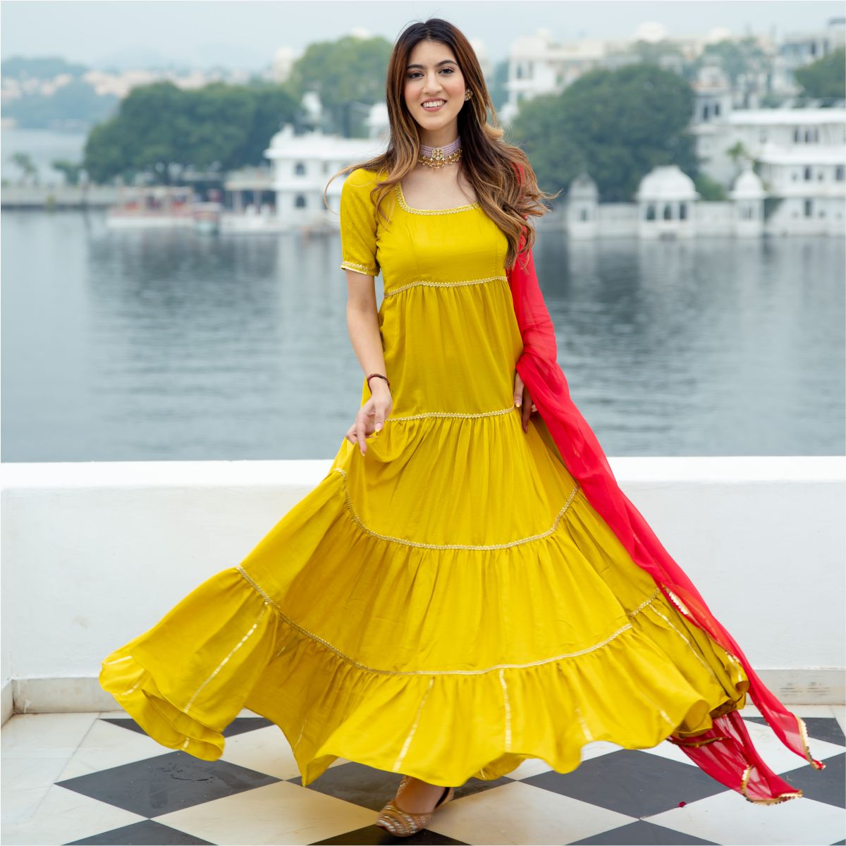 Buy Ladli creation Women's Yellow silk gown (Plain Gown Yellow 4) at  Amazon.in
