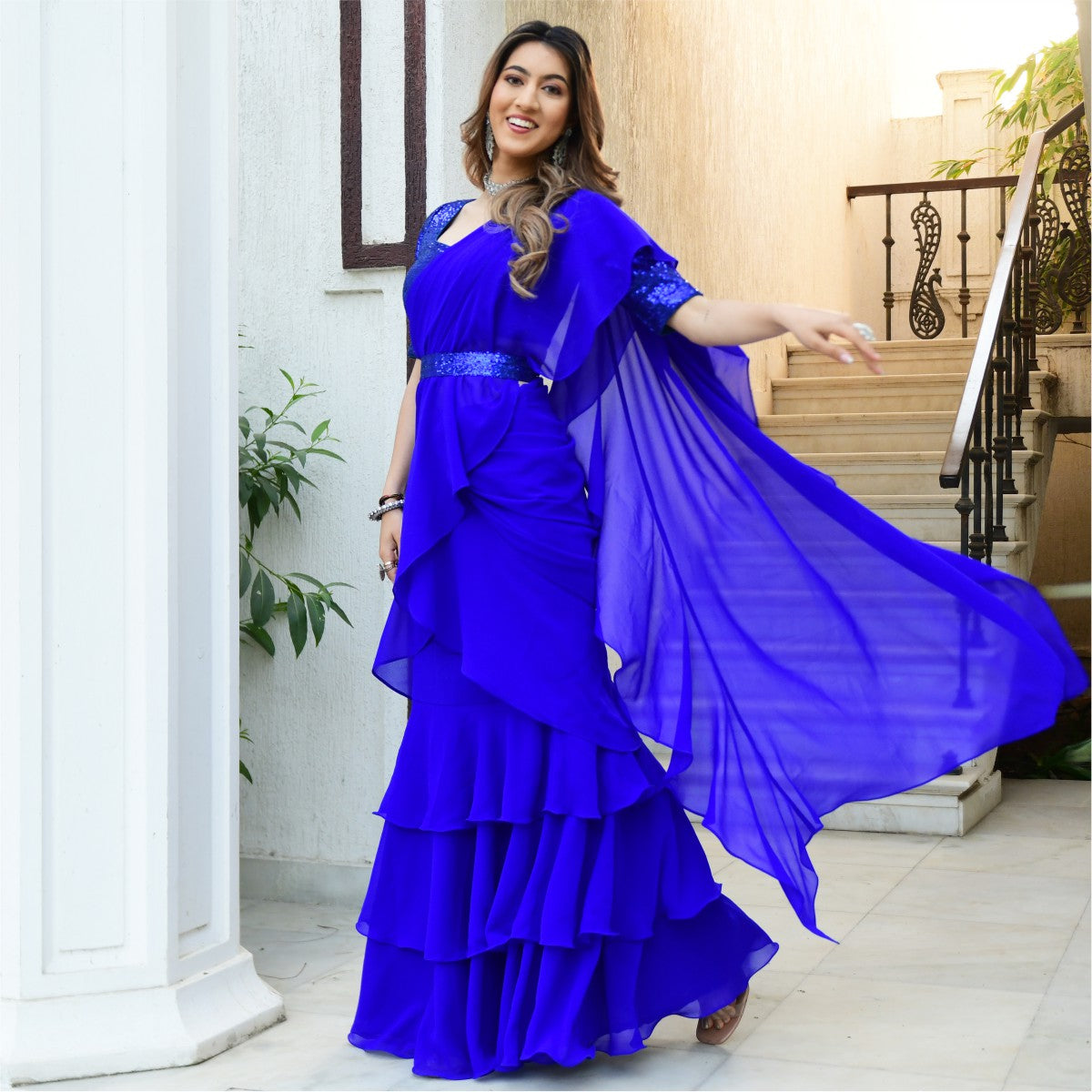 Royal Blue Woven Banarasi Silk Saree With Blouse - HITANSH FASHION - 3152460