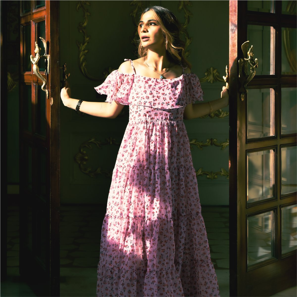 Light Pink Off Shoulder Dress Photo Shoot Dress Floral Dress 3D Flowers  Evening Dresses Plus Size