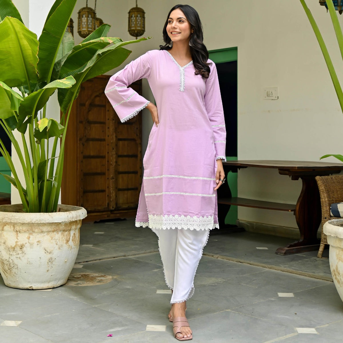eloria Women's Fashion Round Neck Neck Design Indian Stylish Solid Kurti  Dress - Walmart.com