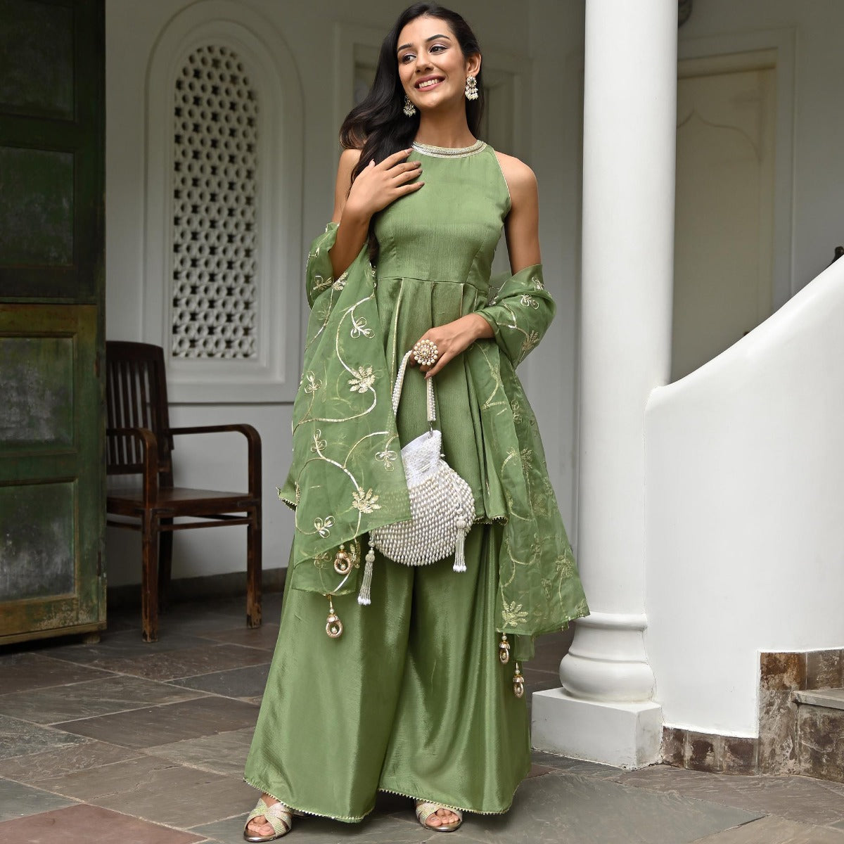 Green and Rani Color Combination Designer Lehenga Choli :: ANOKHI FASHION