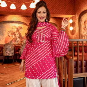 Pink Bandhej Salwar Suit Set