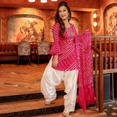 Pink Bandhej Salwar Suit Set