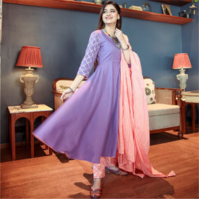 Shop Purple Pant Style Anarkali kurta Sets